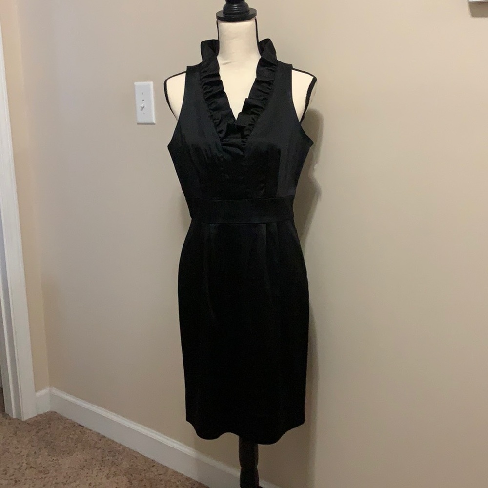 Taylor black sateen cocktail dress